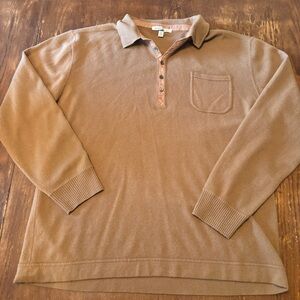 Autumn Cashmere 100% Pure Cashmere  Brown‎ Long Sleeve Polo XXL